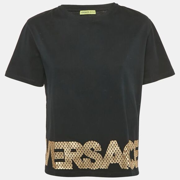 Versace Jeans Black Cotton T-Shirt L